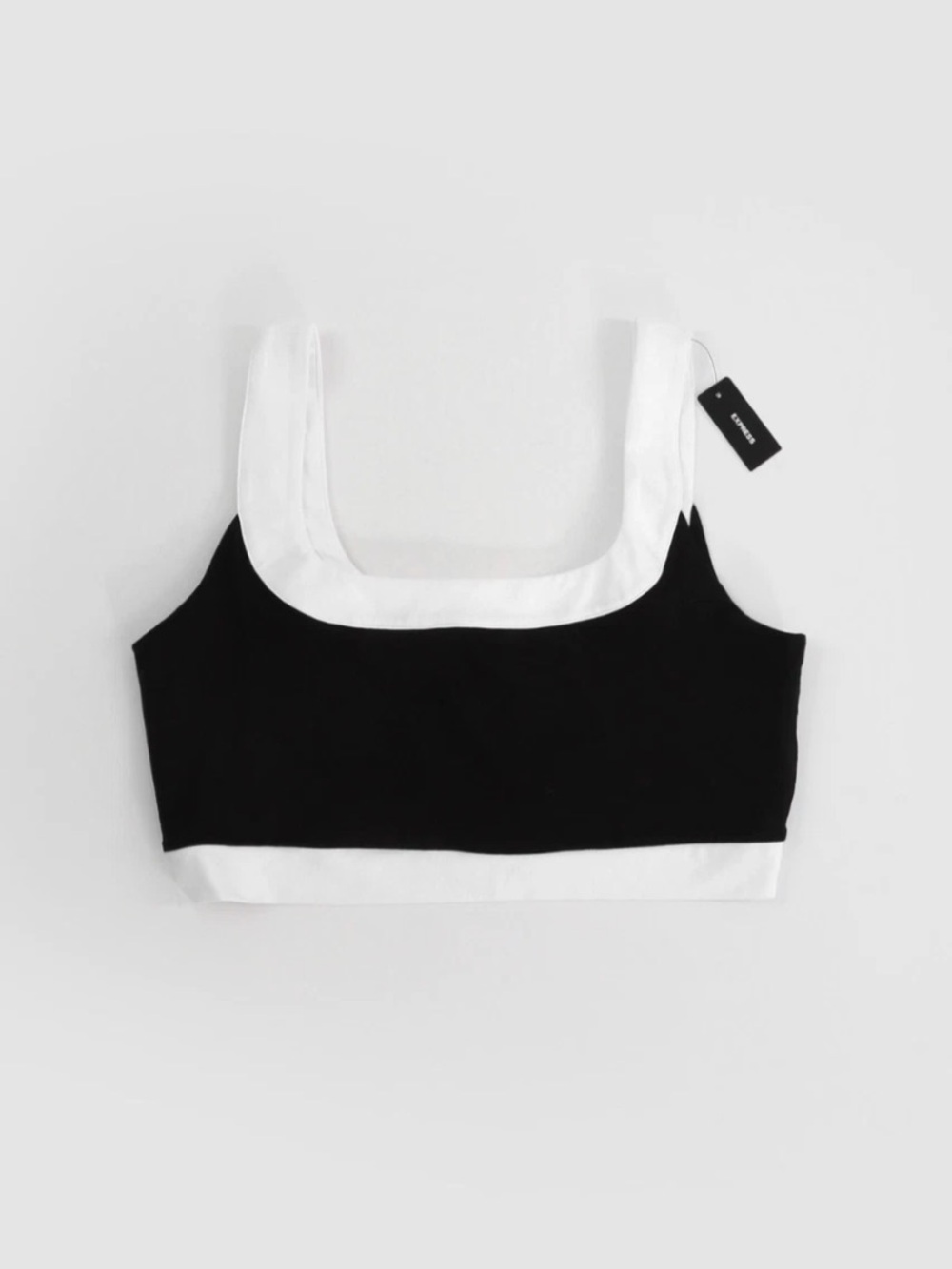 NWT Express Black + white Body contour compression cotton crop top Sz. XL